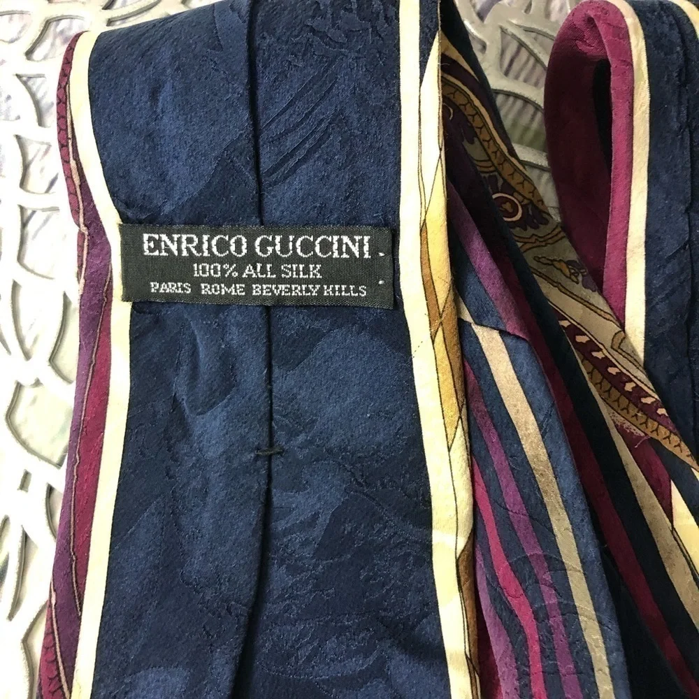 Mixed Paisley and Striped Gold and Purple Tie